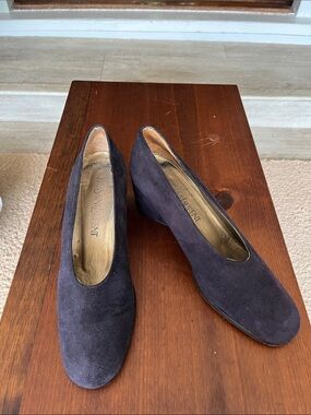 Yves Saint Laurent Black Suede Block Heel Pumps